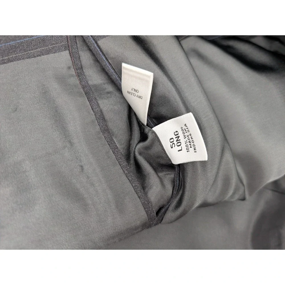 Joseph & Feiss International Mens Size 50 Long Blazer Gray Stripe‎ 2 Button